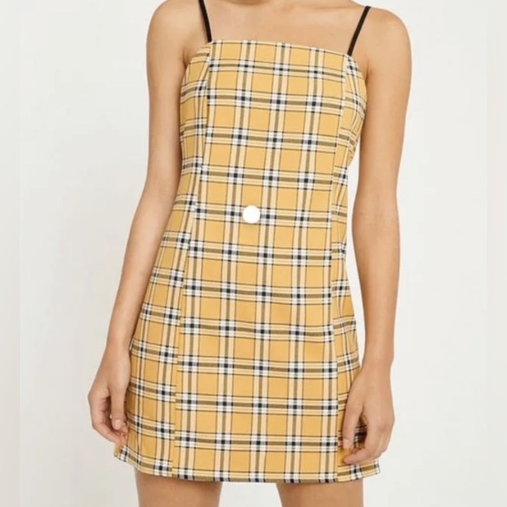 Urban outfitters yellow plaid grungy dress